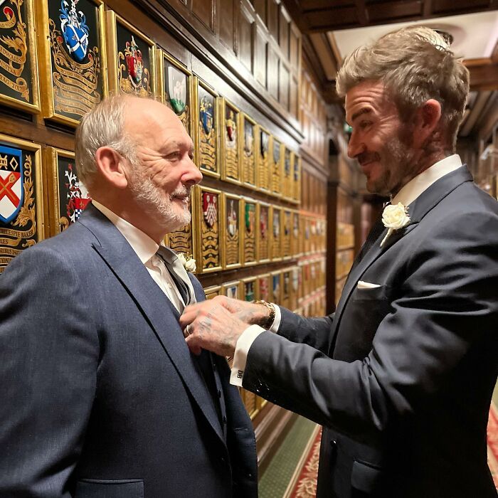 David Beckham dressed formally in a hallway, showing a dangerous sign on Beckham&rsquo;s body as noted by a doctor.