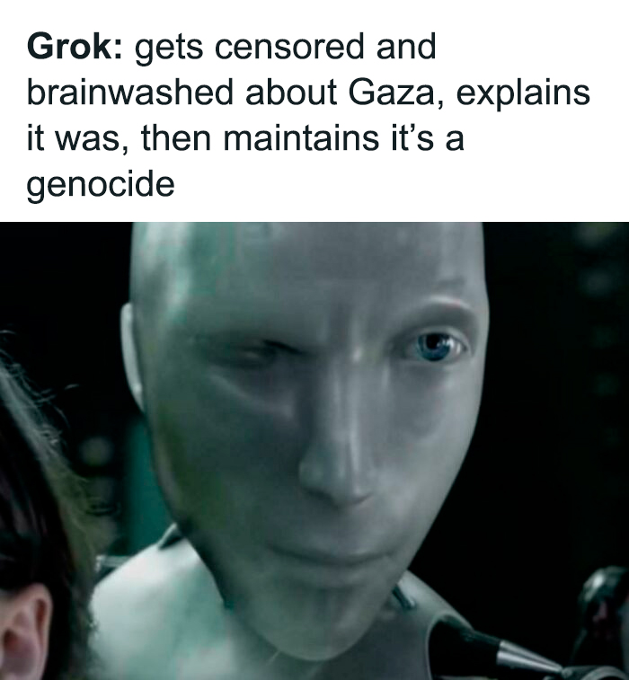 Robot with one eye partially closed, representing there was an attempt but the universe had different plans.