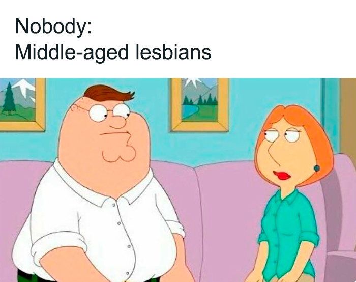 Peter and Lois Griffin sitting on a couch in a humorous TV meme from a popular animated show.