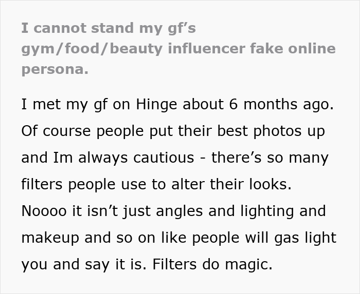 Alt text: Man frustrated about his girlfriend&rsquo;s gym influencer fake online persona and dishonesty affecting their relationship.