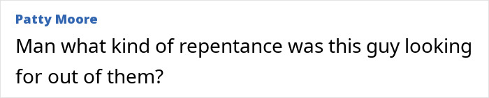 Text comment showing a question about repentance, unrelated to sister&rsquo;s emotional reaction or brother found alive keywords.