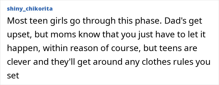 Text post from user shiny_chikorita discussing teen girls, parenting approaches, and clothing rules related to Kanye West&rsquo;s warning about daughter North&rsquo;s online life.