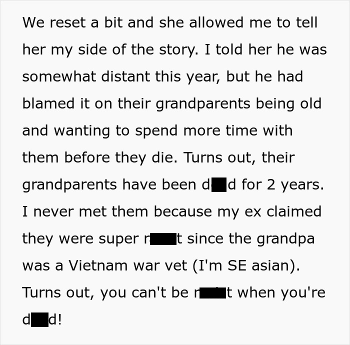 Text excerpt discussing a man announcing a breakup to everyone except his girlfriend of seven years, revealing hidden truths.