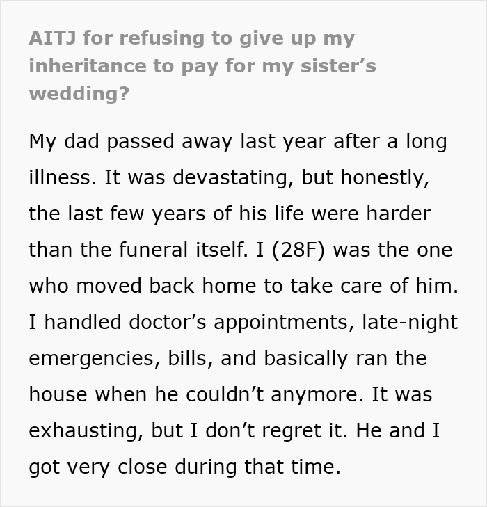 Late Dad Leaves Inheritance For Daughter To Fix Her Life As A Gift For Taking Care Of Him, It Causes Drama