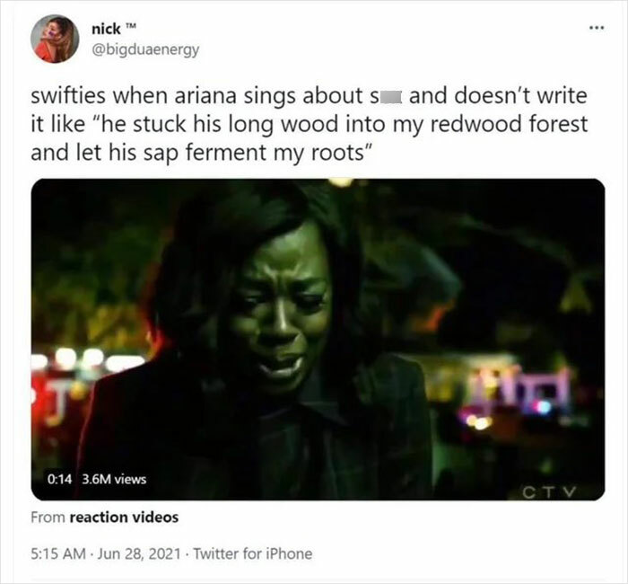 Reaction video screenshot with woman crying, related to Travis Kelce's manhood in a new song and fan reactions.