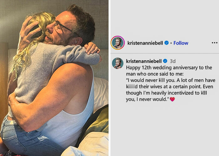 Kristen Bell and Dax Shepard embracing in a heartfelt moment amid controversies affecting their public image.