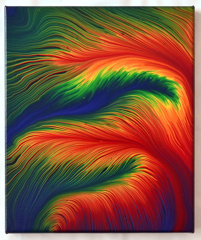 Electric Rainbow Feathers: My Stunning Split Cup Acrylic Pour Painting