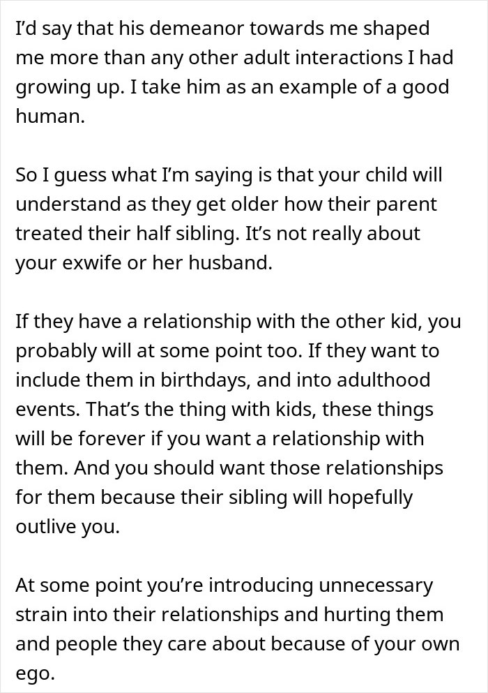 Text excerpt about relationships and parenting lessons illustrating woman expects help from ex-husband but faces a reality check instead.