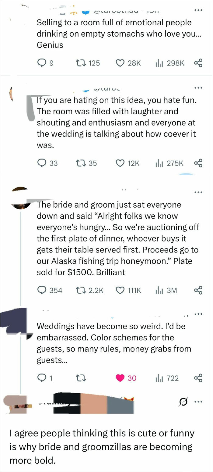 Social media users shaming the worst brides, grooms, and wedding guests for unusual and bold wedding behavior.