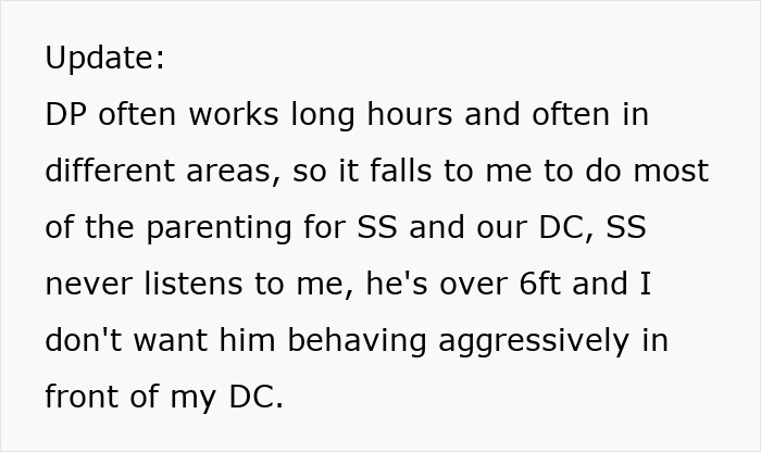 Parent managing family relationship challenges with son at home while partner works long hours in different areas.