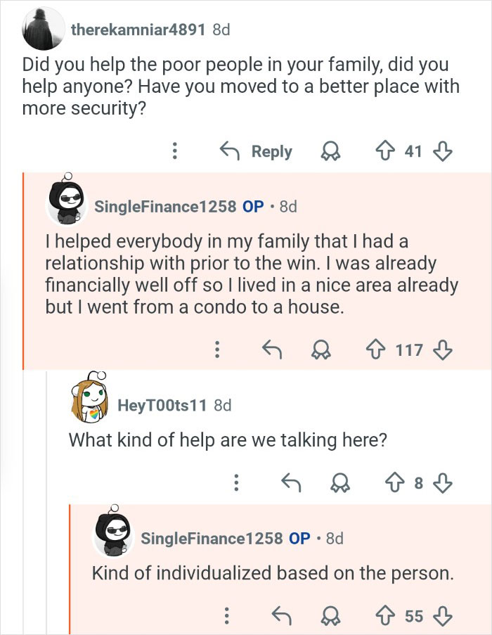 Reddit user who won $7M in the lottery discusses helping family and moving from a condo to a house a year later.
