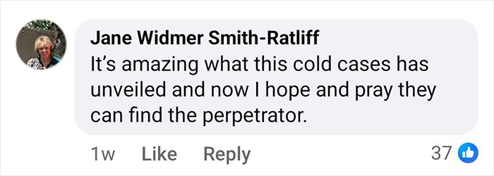 Comment on a social media post expressing hope for finding the perpetrator in a cold case involving missing sisters.