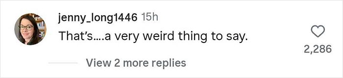 Screenshot of a social media comment reacting with discomfort, related to Kristen Bell's wedding anniversary post controversy.