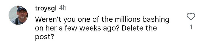 Social media comment reacting to Jamie Lee Curtis' response to Sydney Sweeney&rsquo;s braless look sparking online drama.