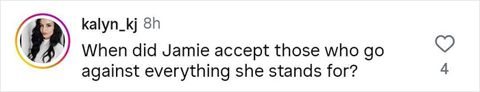 Comment discussing Jamie Lee Curtis' reaction to Sydney Sweeney&rsquo;s braless look sparking online drama and debate.