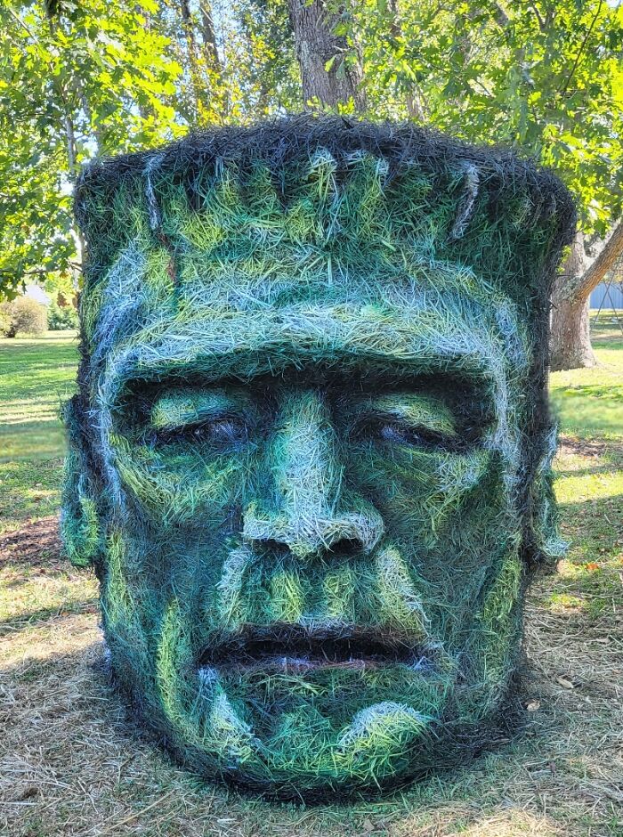Here's My Evolution Of Frankenstein's Hay Bale Monster For 8 Years Straight