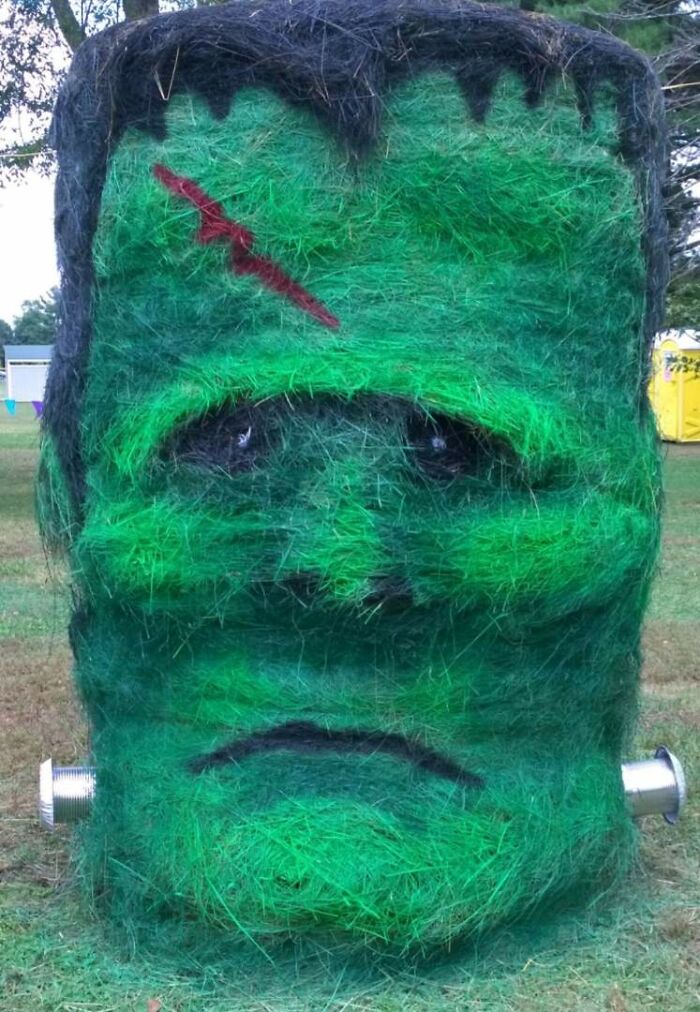 Here's My Evolution Of Frankenstein's Hay Bale Monster For 8 Years Straight