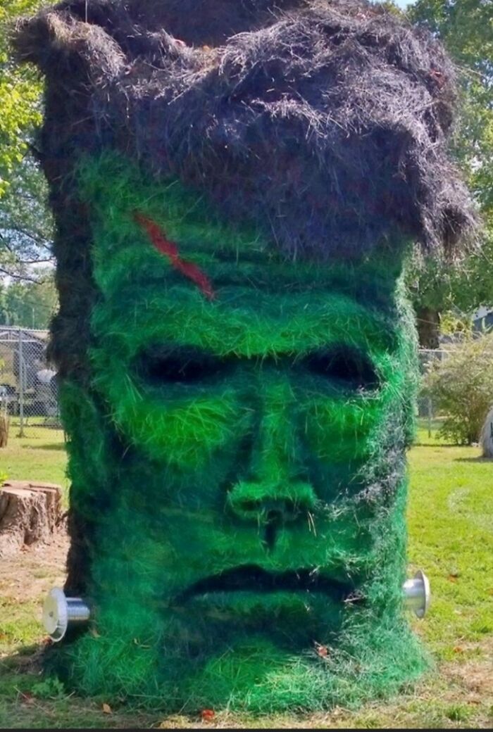 Here's My Evolution Of Frankenstein's Hay Bale Monster For 8 Years Straight