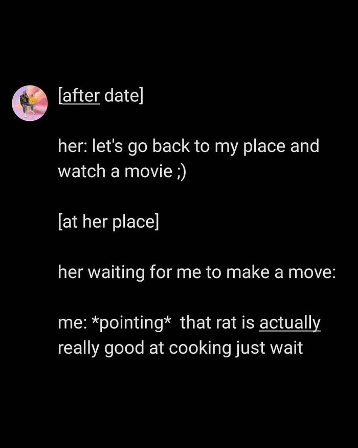 Chaotic tweets showing awkward humor during a date, highlighting funny and unexpected moments in conversations.