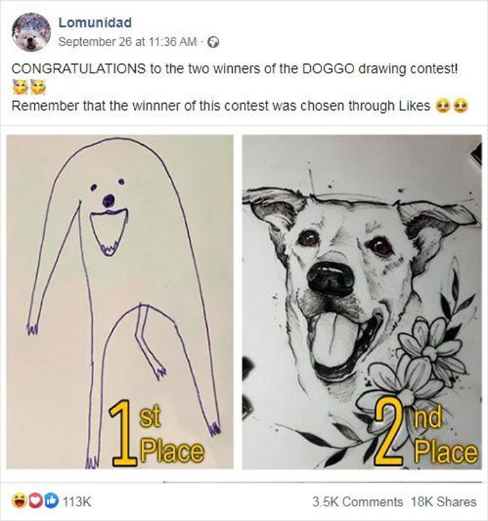 Funny dog drawings contest winners with accidental comedy in seemingly harmless art capturing unexpected humor.