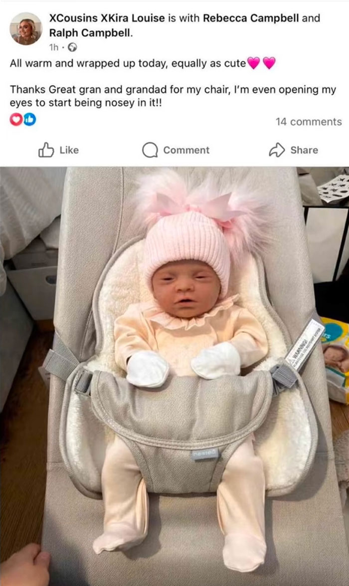 Realistic baby doll dressed in pink hat and mittens, featured in woman's outrageous 10-month lie story.