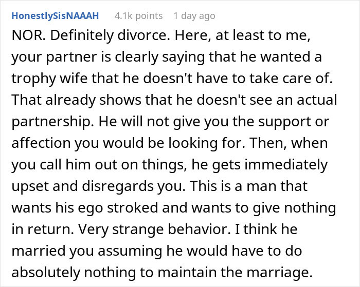 Screenshot of an online comment discussing a woman rethinking her marriage after husband&rsquo;s disturbing confession.