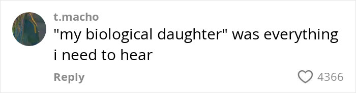 Screenshot of a social media comment highlighting a debate about why the biological daughter has the biggest room in the house.