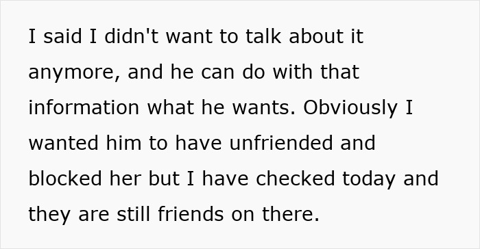 Text screenshot showing a 51YO woman feeling insecure suspecting her boyfriend enjoys his newly-single ex&rsquo;s attention.