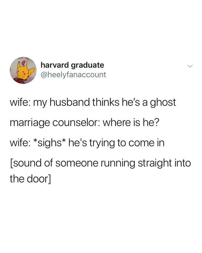 Tweet showing chaotic humor from a wife and marriage counselor conversation, illustrating tweets with chaotic humor.