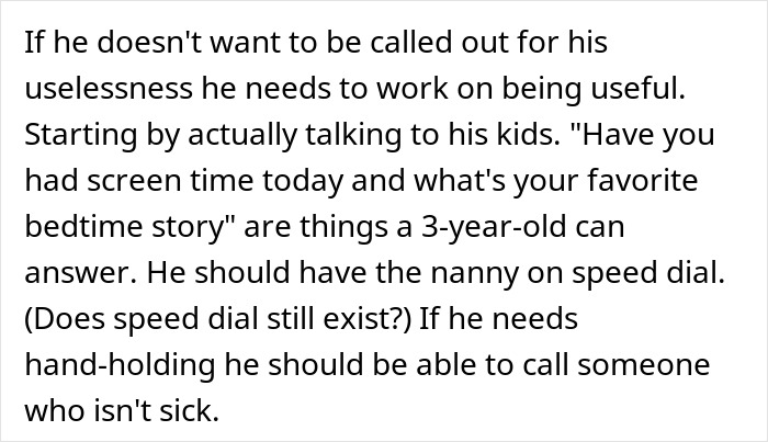 Clueless husband standing while worried wife passes out with a 104-degree fever in a home setting.