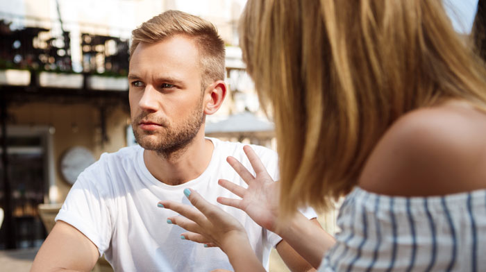 Woman gives husband another chance but learns a hard lesson as couple has tense conversation outdoors