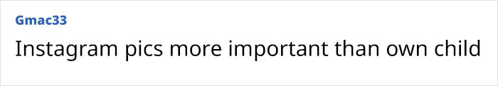 Text emphasizing mom's behavior prioritizing Instagram pics over child, linked to girl's terrifying ocean plunge on Disney cruise.