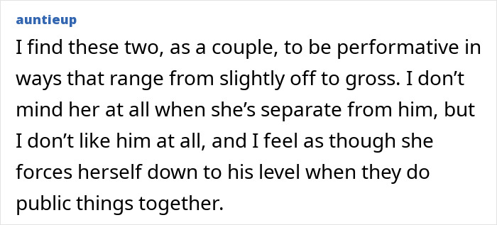 User comment expressing negative views on Kristen Bell and Dax Shepard's public behavior amid toxic marriage claims.