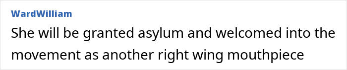 Text message from WardWilliam stating asylum granted and welcomed into movement as right wing mouthpiece, related to German activist asylum.