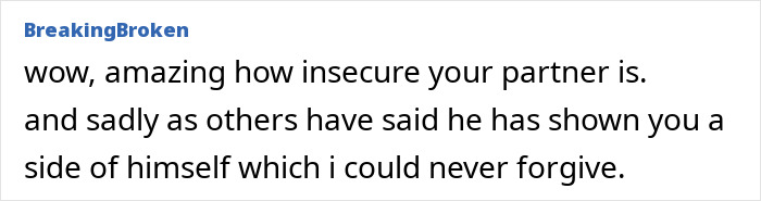 Comment on a forum expressing how the partner&rsquo;s insecurity affected the relationship after the funeral involving mother and ex-husband.
