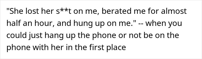 Text excerpt showing a new mom describing an intense phone confrontation with her mother-in-law&rsquo;s unhinged behavior.
