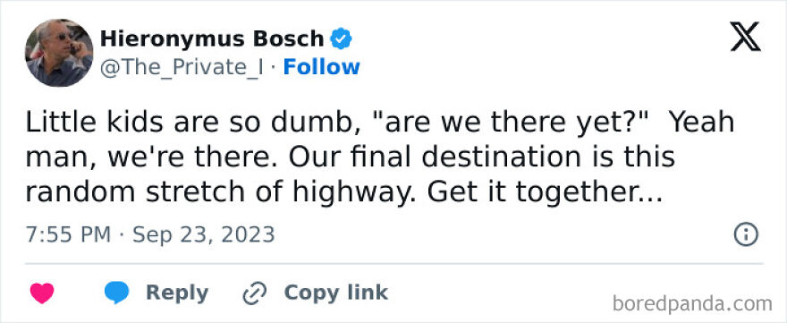 Tweet humor about kids and travel illustrating dad humor from popular memes and jokes about dads being alike.