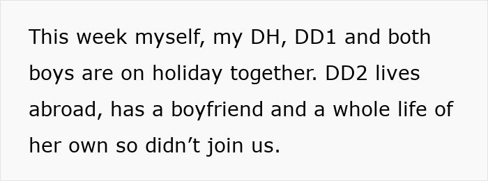 Text showing a mother reflecting on family dynamics, mentioning regret over using daughter as a family scapegoat years later.