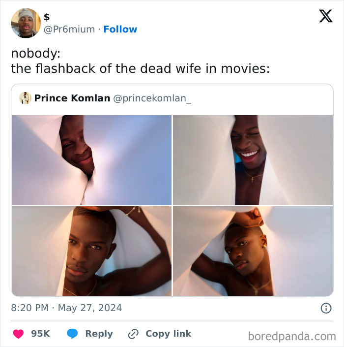 Hilarious tweets showing a man peeking through white fabric with various playful and serious expressions.