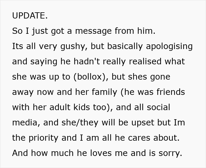 Text message update from a 51-year-old feeling insecure about boyfriend&rsquo;s attention to his newly-single ex.