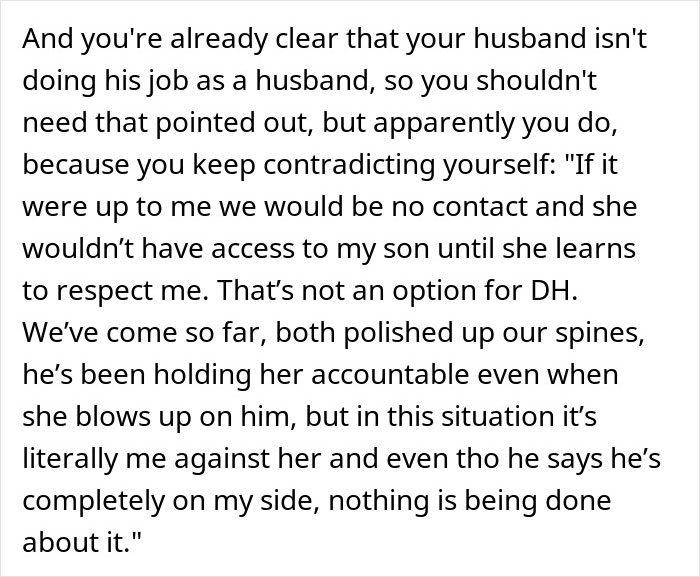 Screenshot of a new mom expressing frustration confronting her MIL's unhinged behavior and strained <a target=