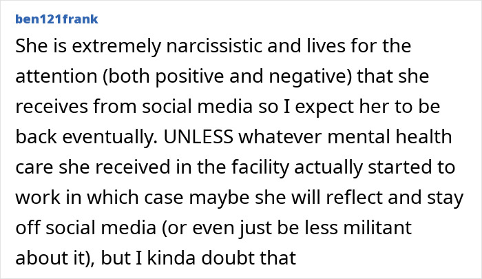 Screenshot of a social media comment discussing a plus-size activist who demanded free seats on planes and recent legal issues. Screenshot of a social media comment discussing a plus-size activist who demanded free seats on planes and recent legal issues.