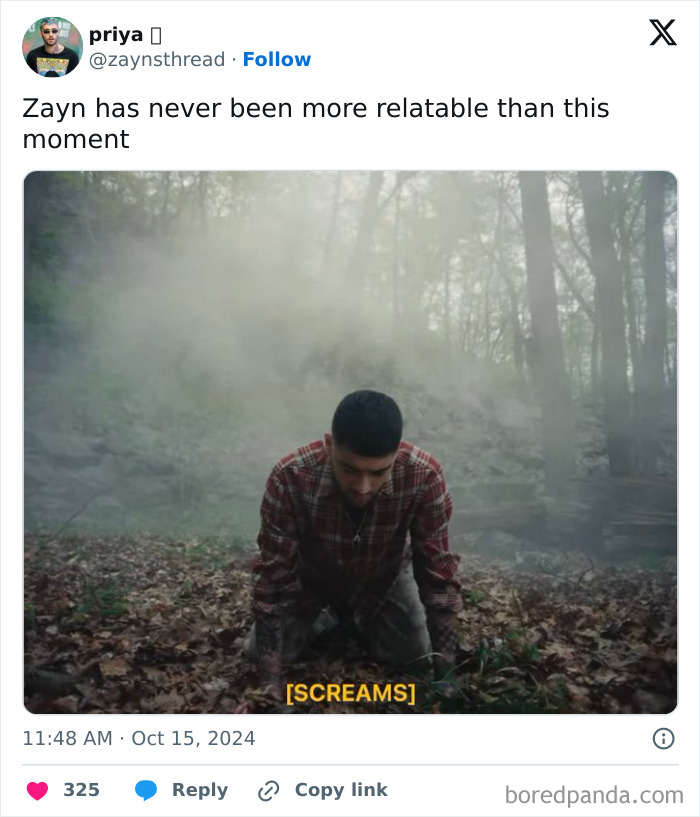 Person kneeling outdoors in a foggy forest, expressing a relatable moment among specific moments in life not original experience