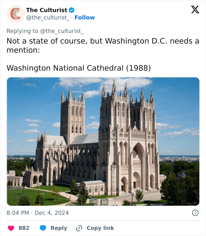 Washington National Cathedral, a striking and beautiful church with Gothic architecture under a clear blue sky in Washington D.C.