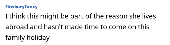 Screenshot of a comment expressing regret about using daughter as family scapegoat in a discussion thread.