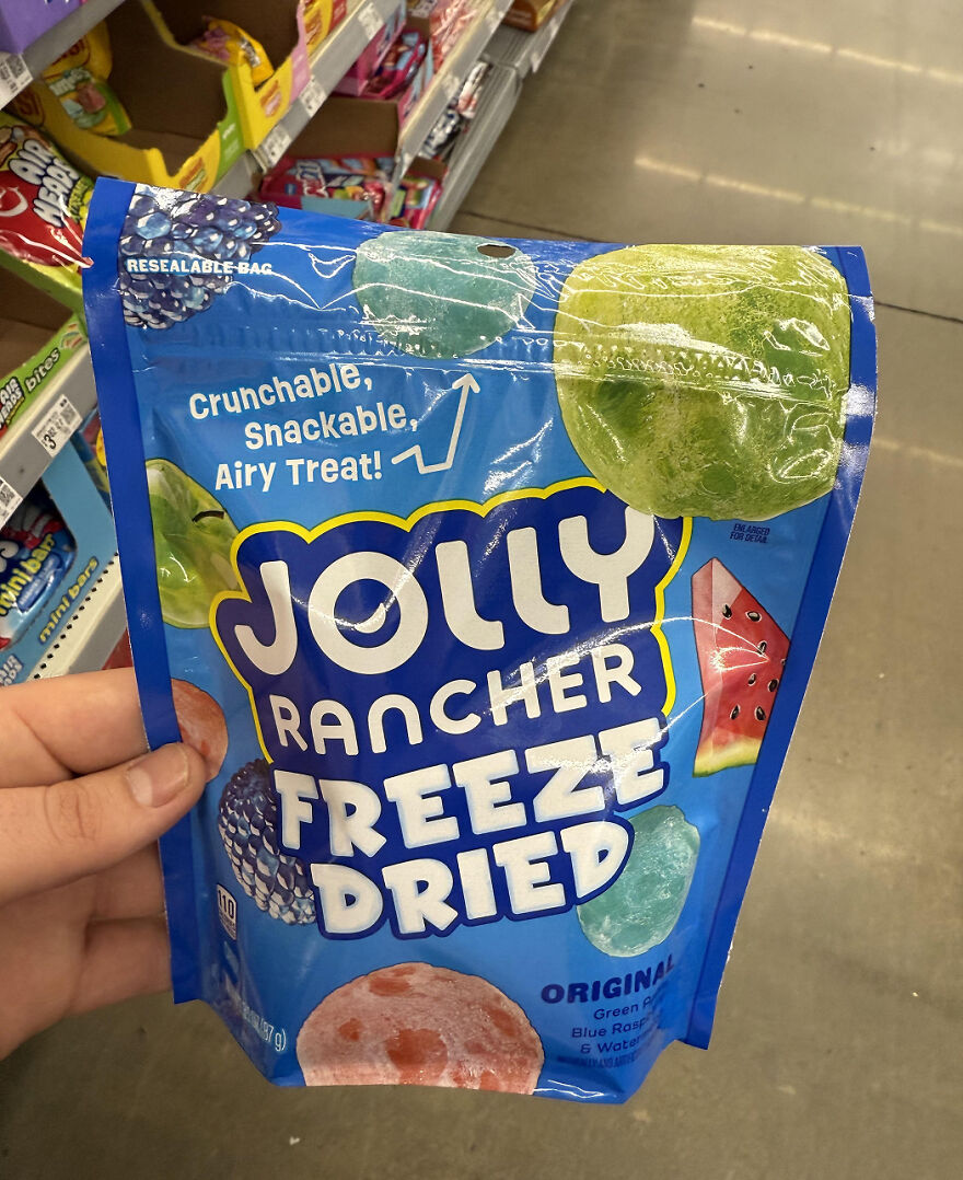 Jolly Rancher Freeze Dried candy held in hand, featured as popular Halloween candy in 2025 ranking.