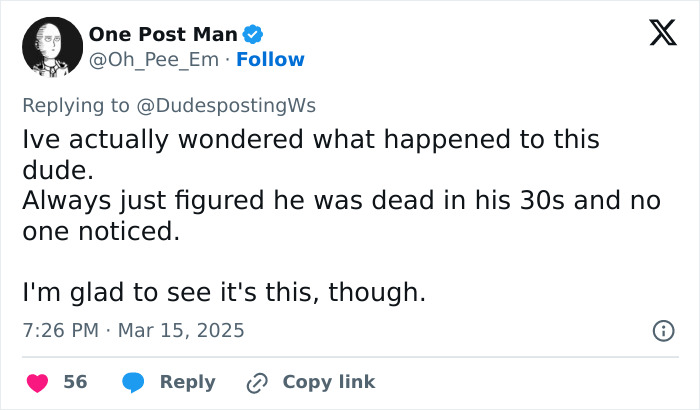 Screenshot of a tweet discussing the surprising new look of My Name Is Earl actor after significant weight loss.