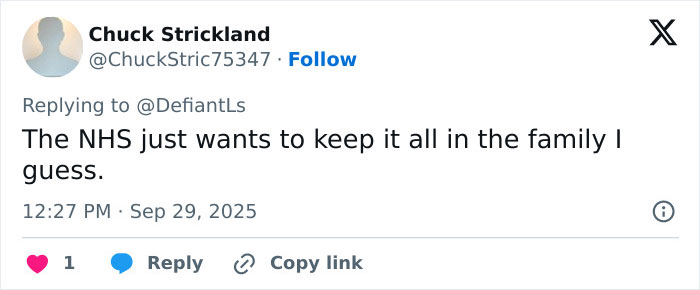 Screenshot of a social media comment reacting to UK health guidance on benefits of marrying your cousin.