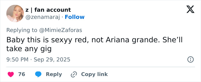 Social media post containing a comment about a rapper under fire for twerking with Sydney Sweeney.