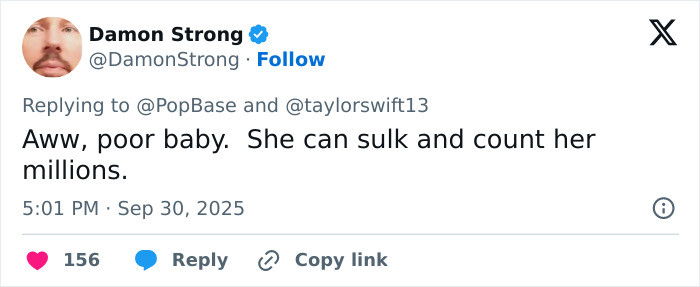 Screenshot of a social media reply showing backlash over leaked lyrics related to Taylor Swift tone deaf controversy. Screenshot of a social media reply showing backlash over leaked lyrics related to Taylor Swift tone deaf controversy.